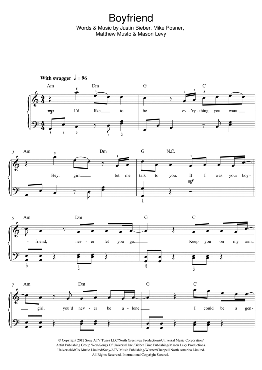 Boyfriend Piano scores gallery preview page 1