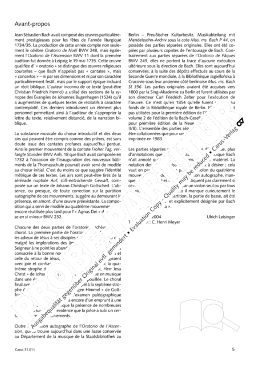 Lobet Gott in seinen Reichen (Himmelfahrtsoratorium) 4-Part scores gallery preview page 6