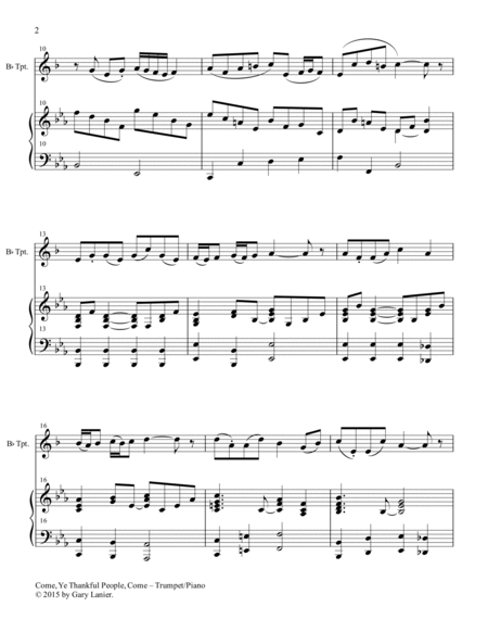 HOLIDAY HYMNS, THANKSGIVING & CHRISTMAS for Bb Trumpet & Piano (Score & Parts included) image number null