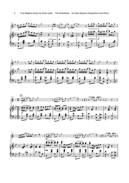 Five Ragtime Solos by Scott Joplin for Soprano Saxophone and Piano