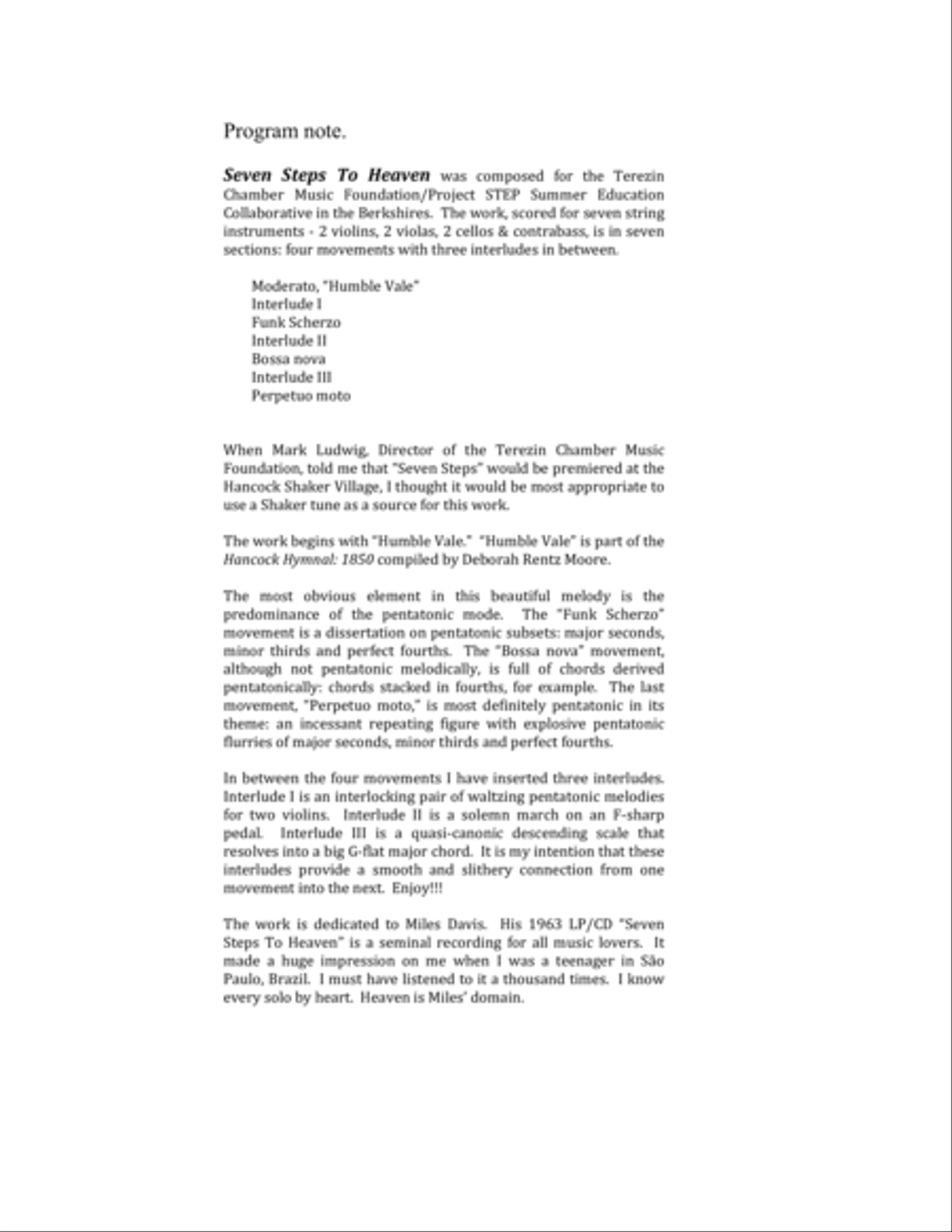 Seven Steps To Heaven (2002) for string septet or string orchestra String Quartet scores gallery preview page 2