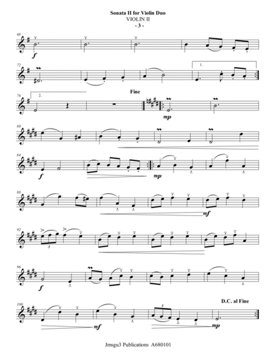 Sammartini: Sonata Op. 1 No. 2 for Violin Duo image number null