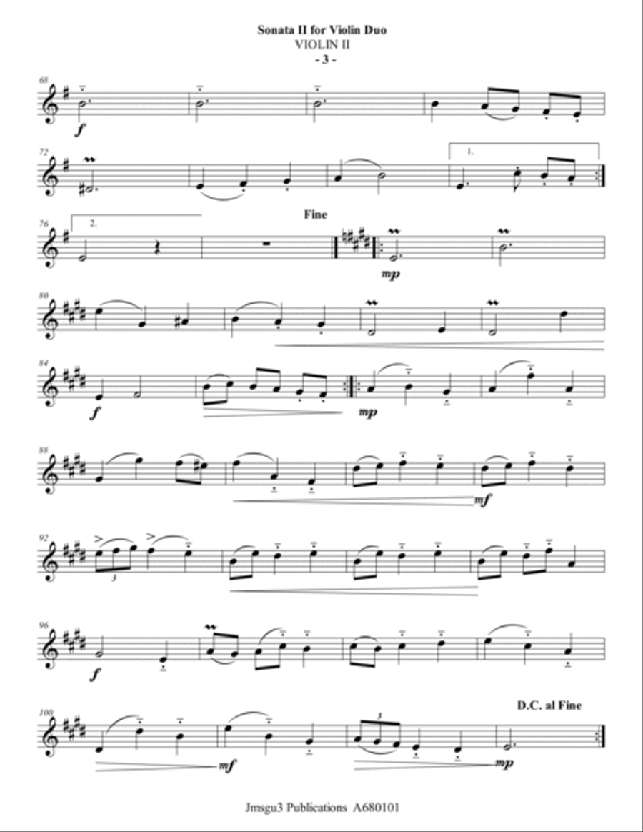 Sammartini: Sonata Op. 1 No. 2 for Violin Duo String Duet scores gallery preview page 6