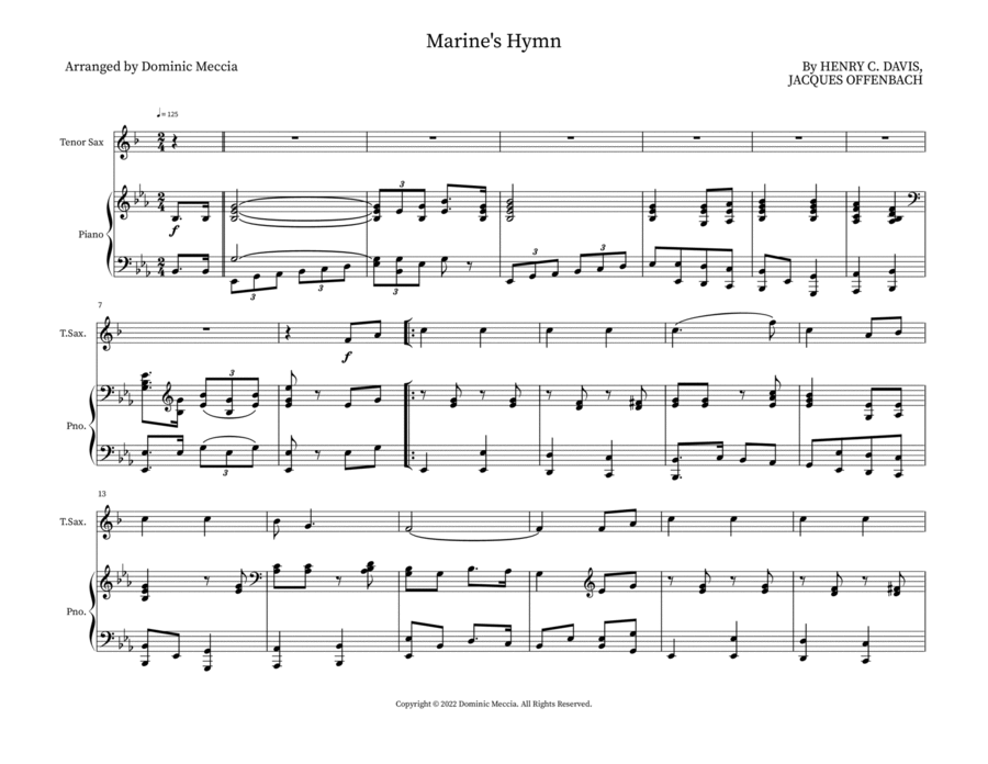 Marine's Hymn Marine's Hymn Woodwind Duet scores gallery preview page 1