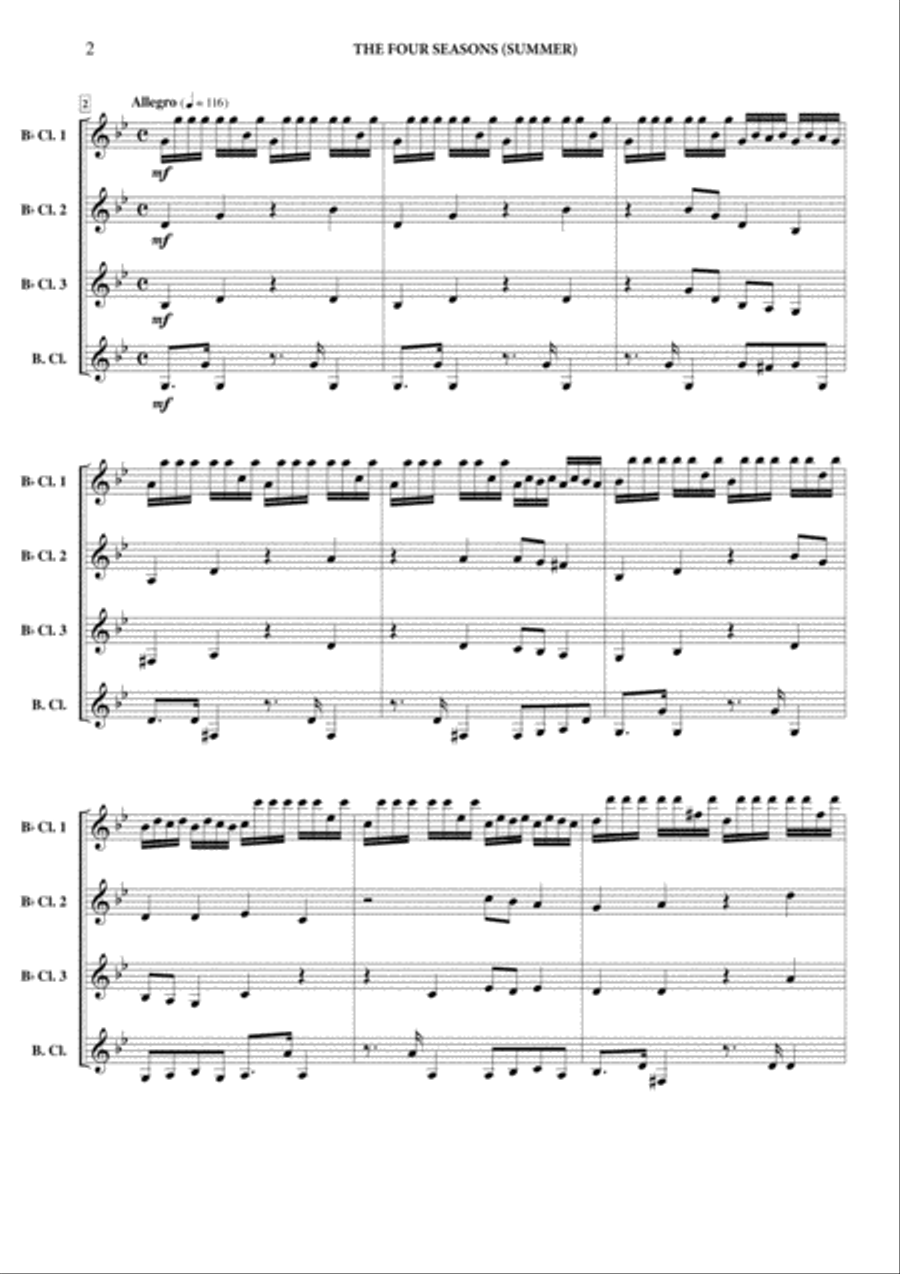 The Four Seasons: Summer Clarinet Quartet scores gallery preview page 3