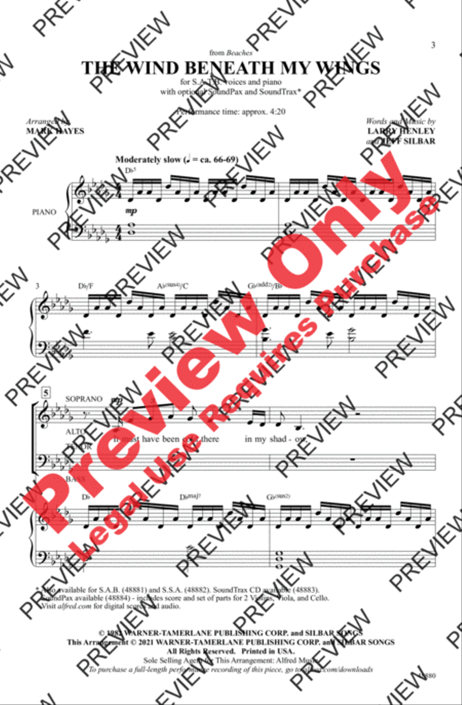 The Wind Beneath My Wings 4-Part scores gallery preview page 2