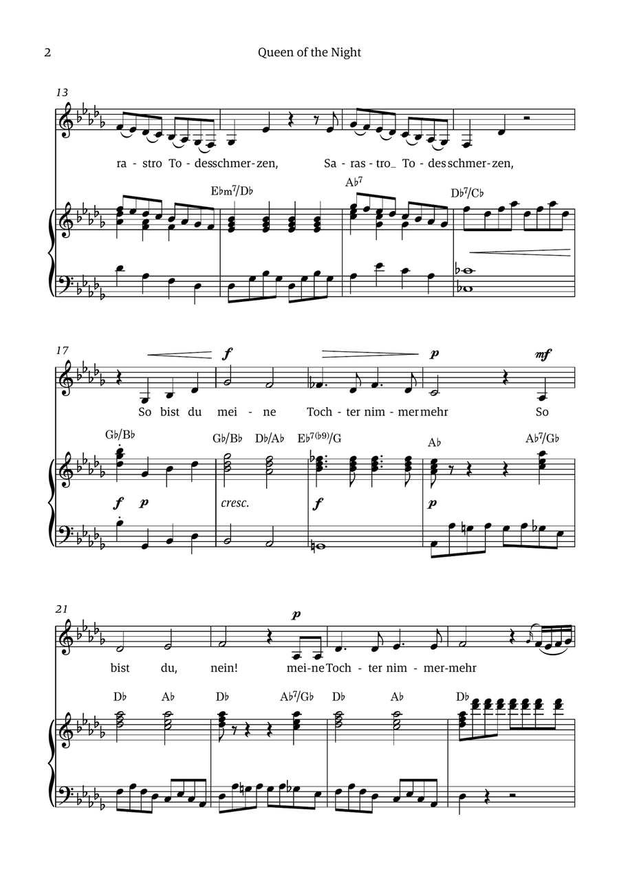 Queen of the Night (aria) - for ALTO in Bb minor (with chords) Chamber Music scores gallery preview page 2