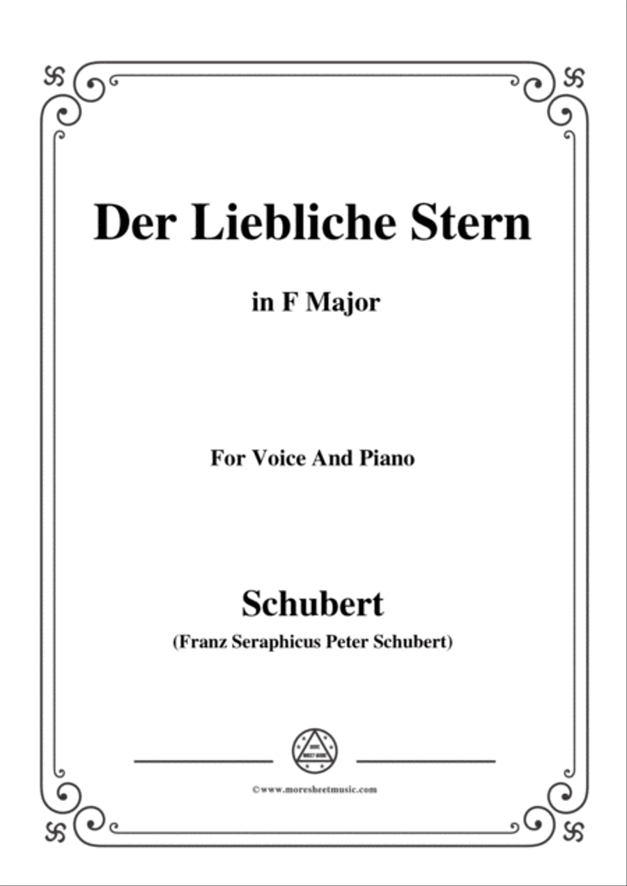 Book cover for Schubert-Der Liebliche Stern,in F Major,for Voice&Piano