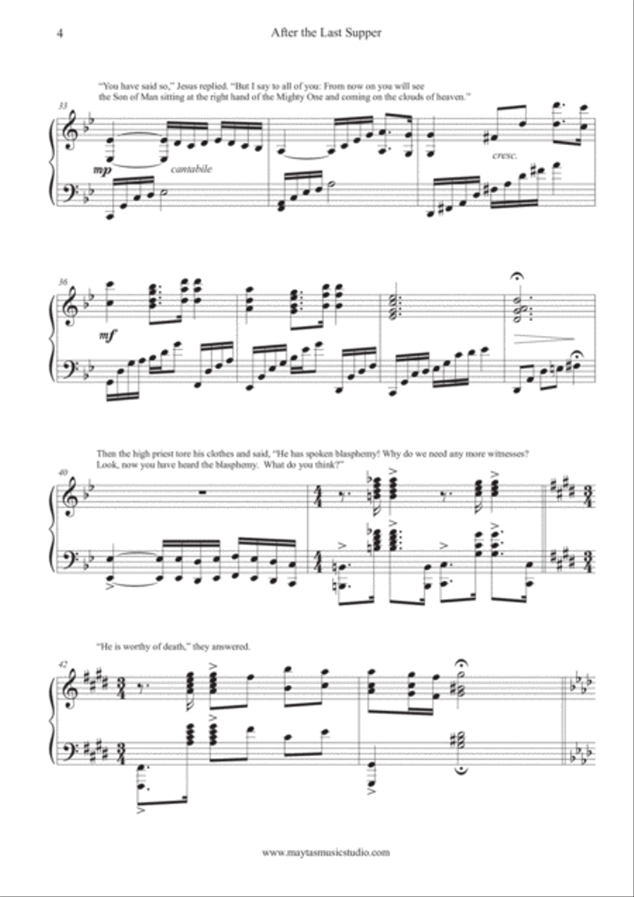After the Last Supper - Piano Solo by Maytas Dhamalongkrot Piano Solo scores gallery preview page 4