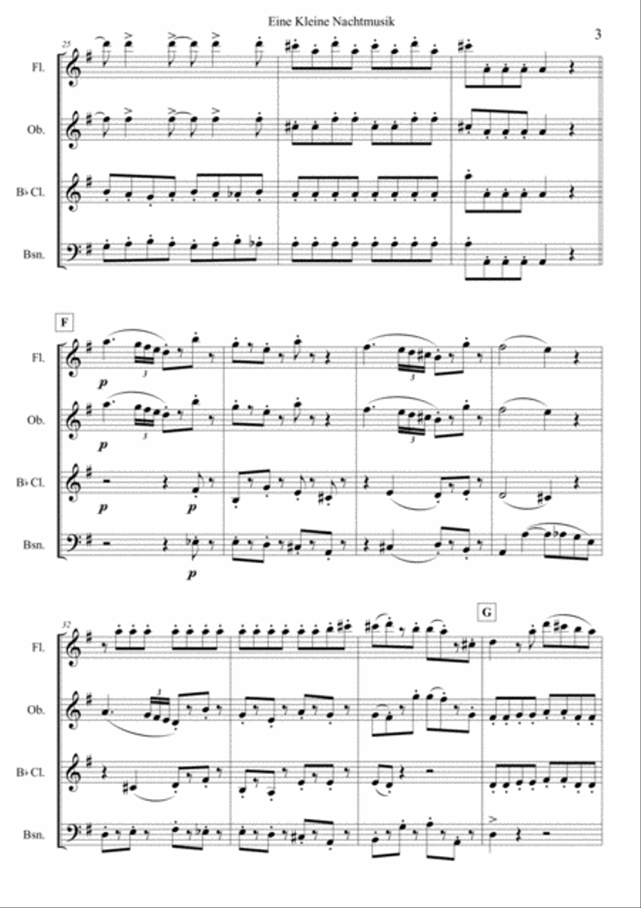 Eine Kleine Nachtmusik for Woodwind Quartet Woodwind Quartet scores gallery preview page 4