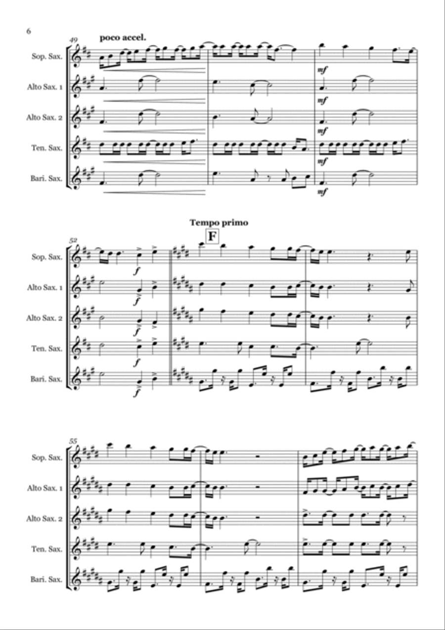 Dynamite Saxophone Quintet scores gallery preview page 6