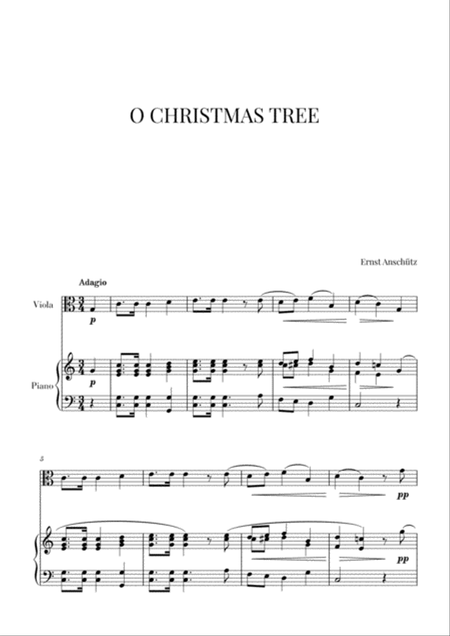 O Christmas Tree for Viola and Piano Piano scores gallery preview page 1