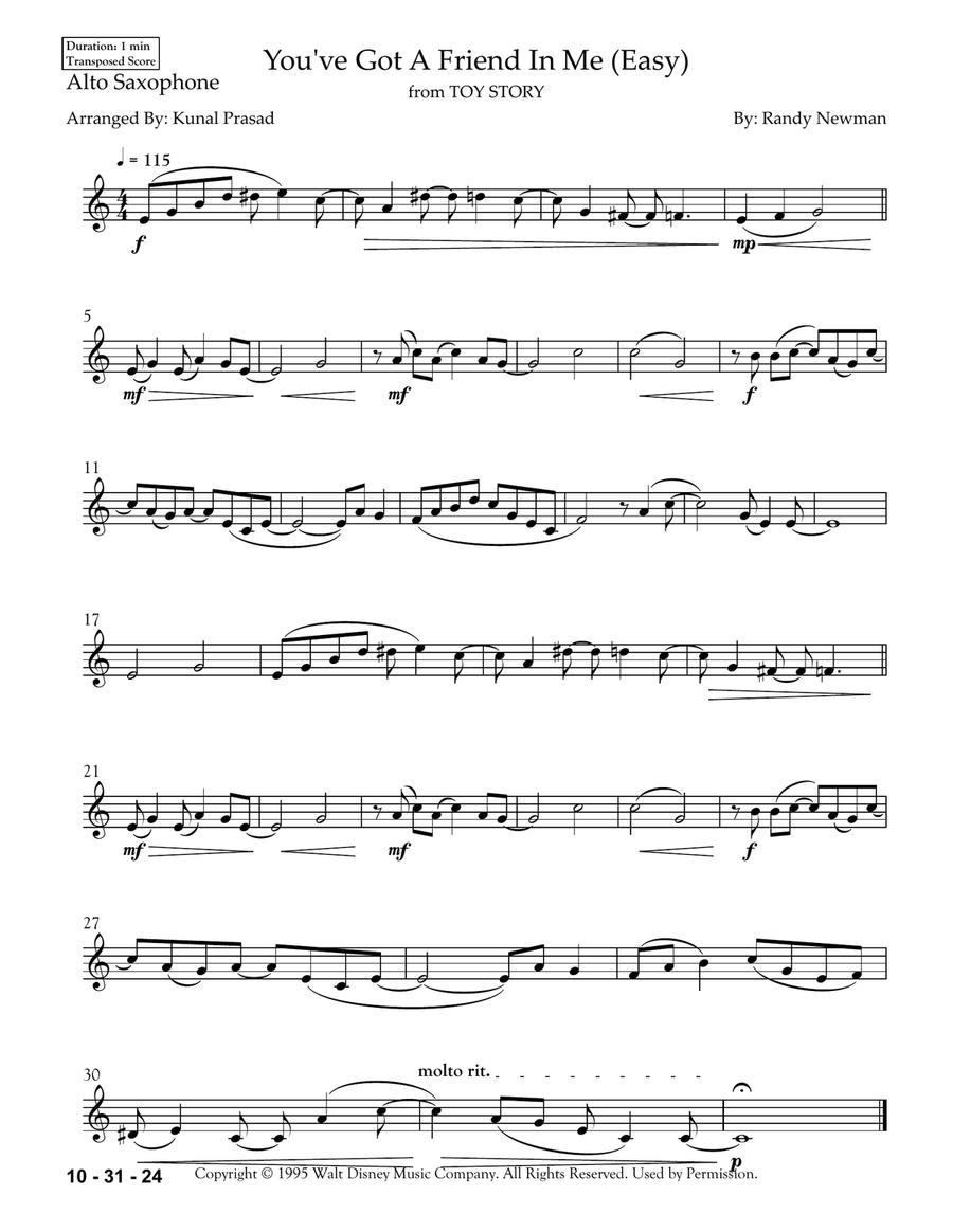 You've Got A Friend In Me Tenor Saxophone scores gallery preview page 4