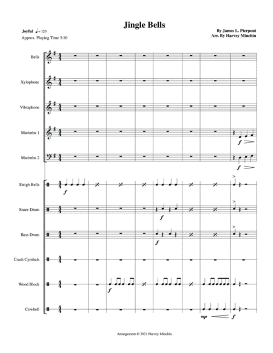 Jingle Bells for Percussion Ensemble Percussion Ensemble scores gallery preview page 2