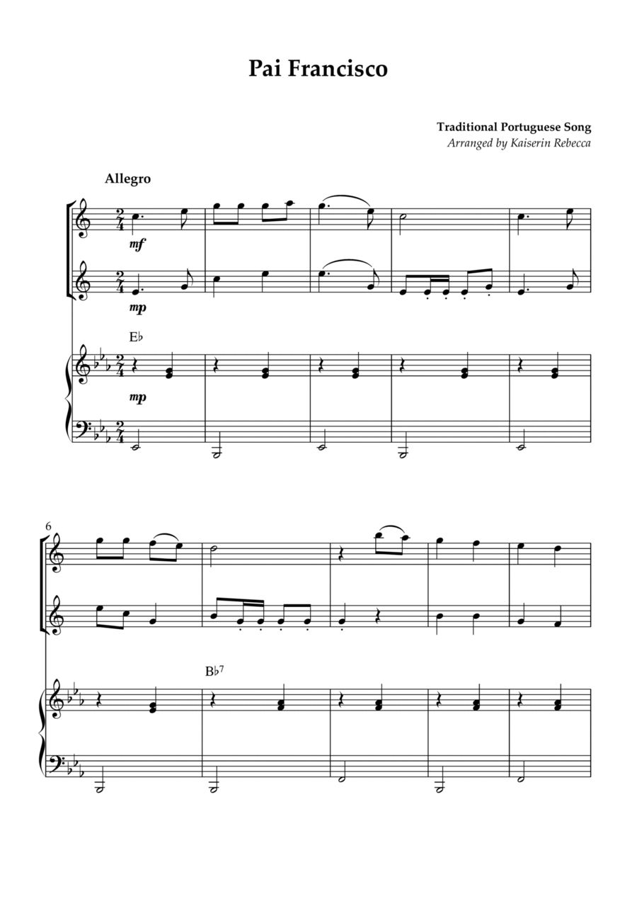 Pai Francisco Woodwind Duet scores gallery preview page 1