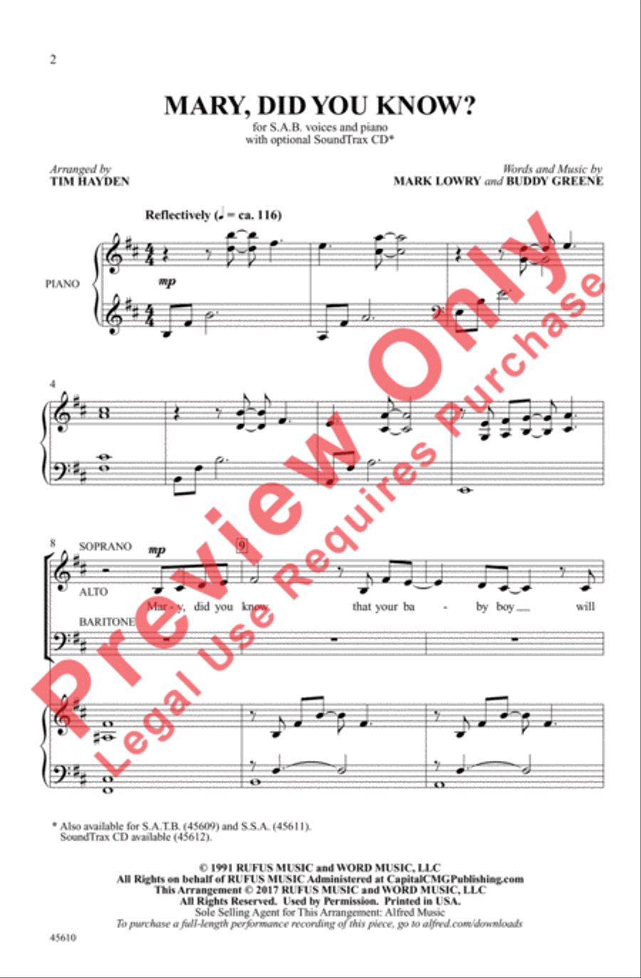 Mary, Did You Know? 3-Part scores gallery preview page 2