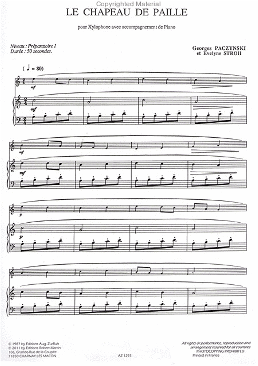 Le Chapeau de paille et l'ombrelle Percussion scores gallery preview page 2