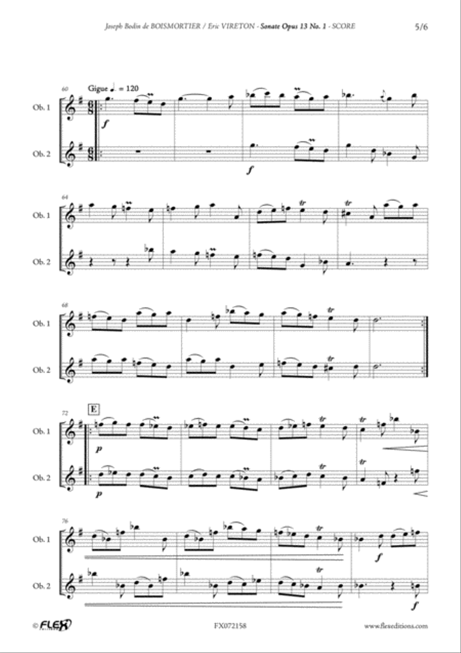 Sonata Opus 13 No. 1 Woodwind Duet scores gallery preview page 5