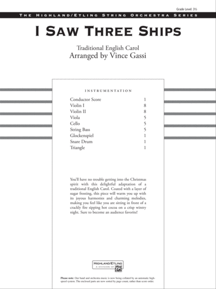 I Saw Three Ships: Score I Saw Three Ships: Score String Orchestra scores gallery preview page 1