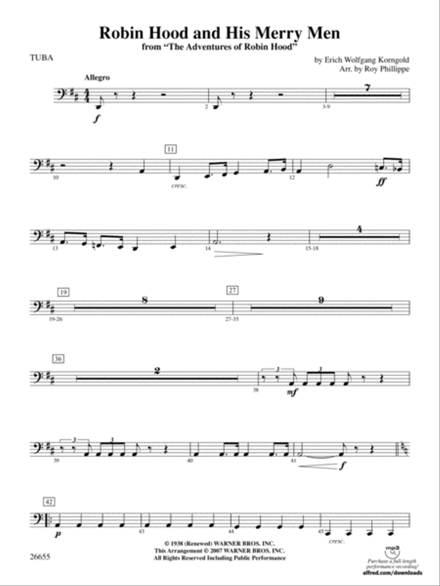 Robin Hood and His Merry Men: Tuba Full Orchestra scores gallery preview page 1