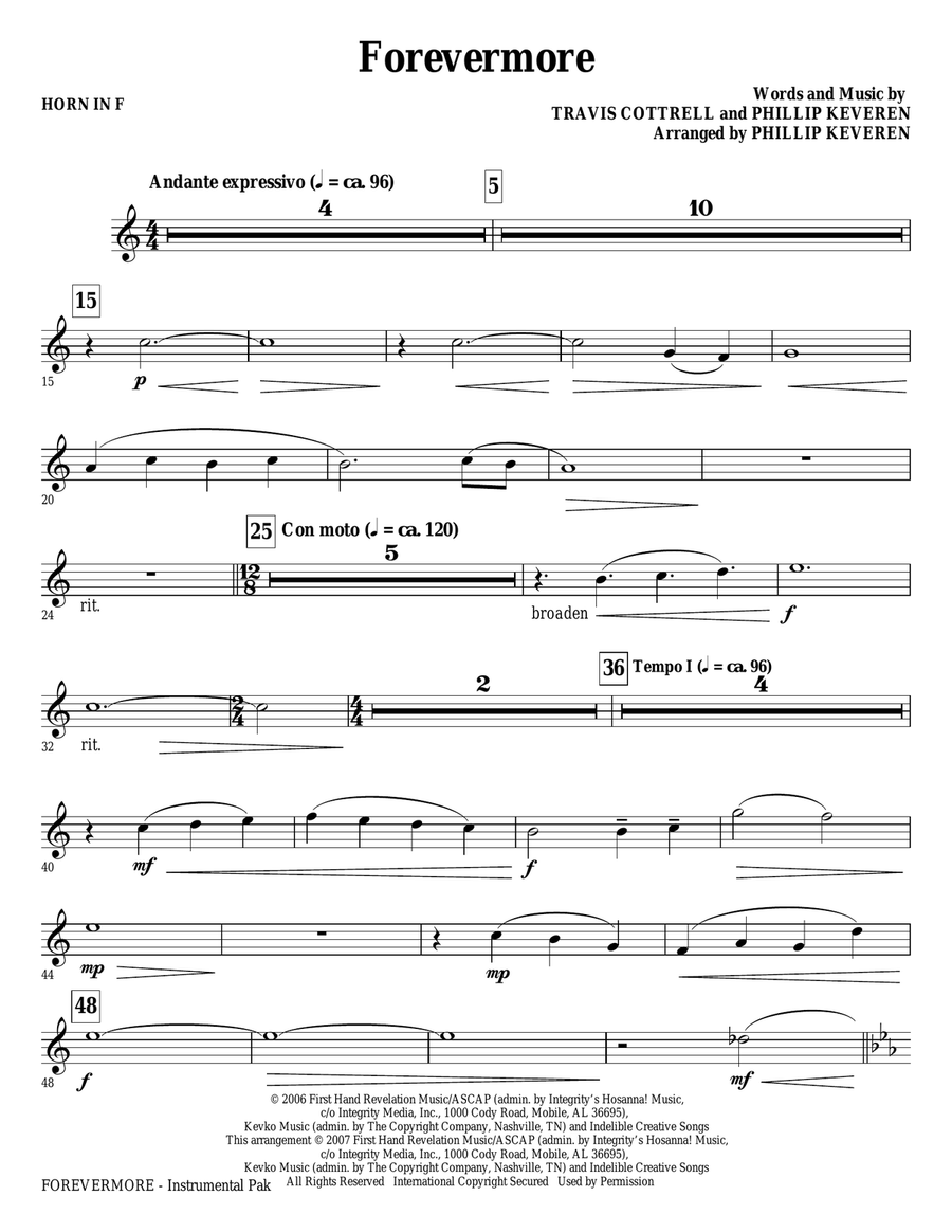Forevermore - Horn in F Choir scores gallery preview page 1