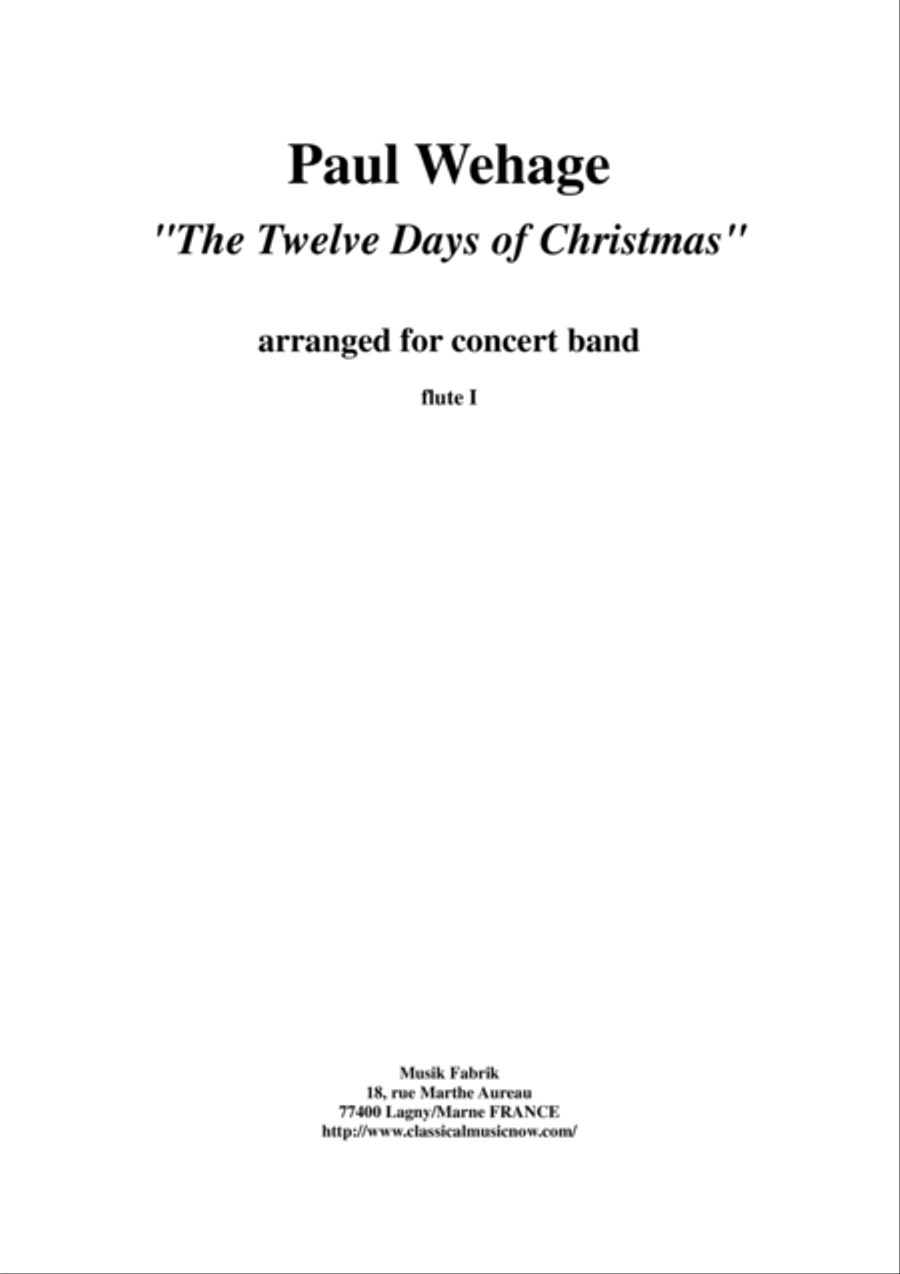 Paul Wehage : The Twelve Days Of Christmas, arranged for concert band, complete woodwind parts Concert Band scores gallery preview page 4