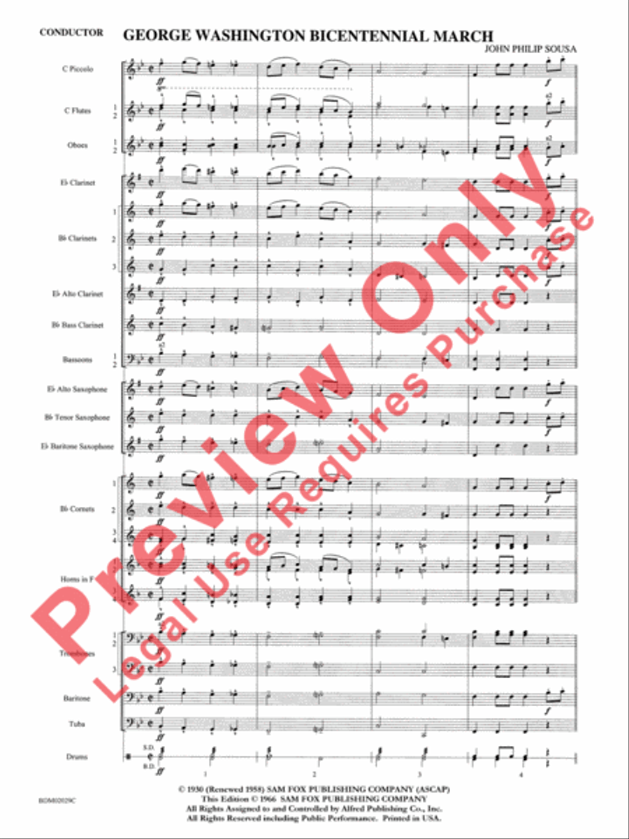 George Washington Bicentennial March Concert Band scores gallery preview page 4