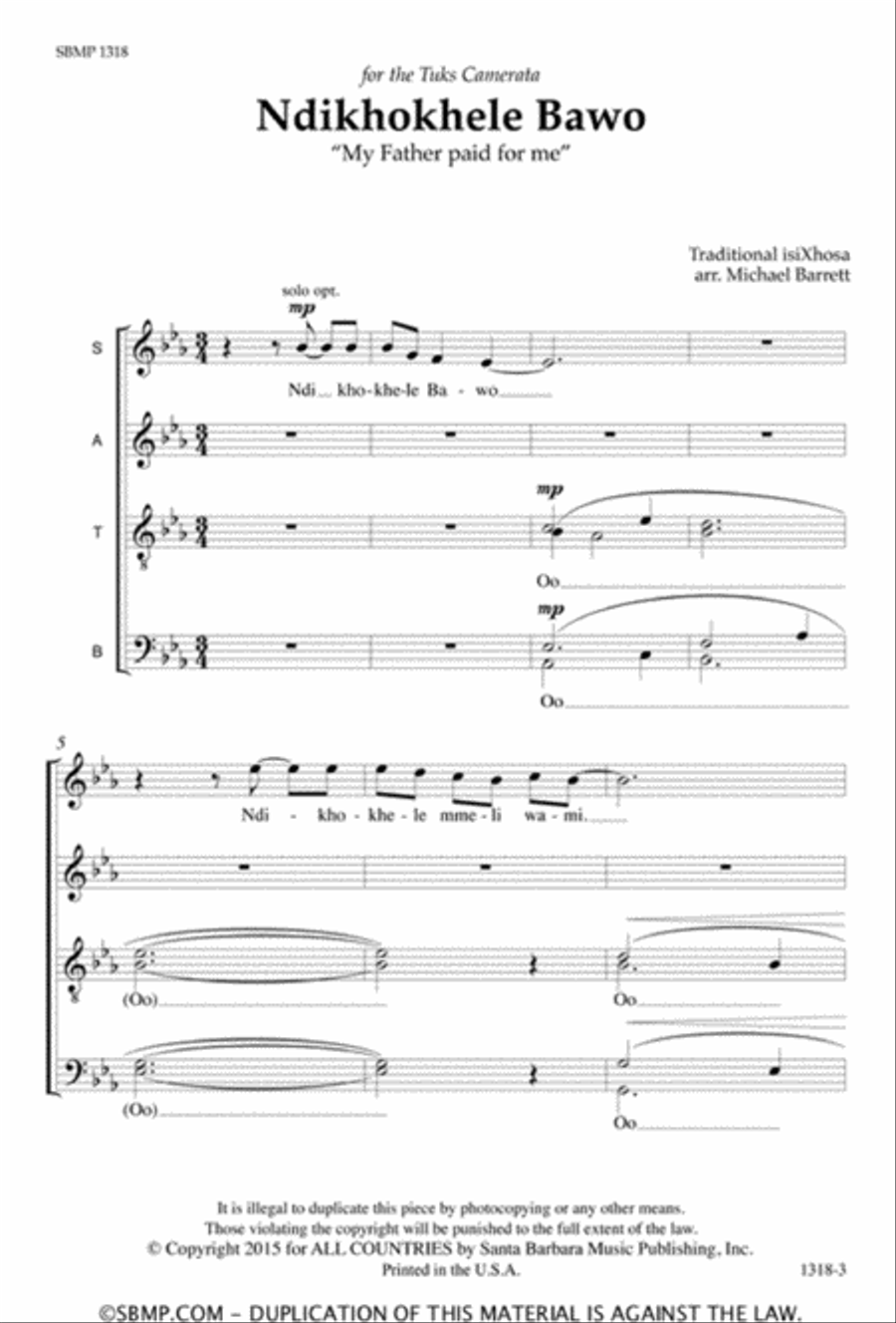 Ndikhokhele Bawo - SATB divisi Octavo Divisi scores gallery preview page 2