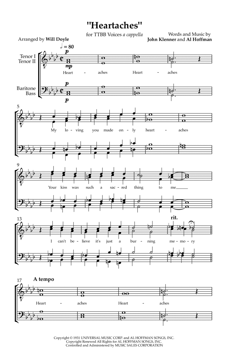 Heartaches Heartaches TTBB scores gallery preview page 1