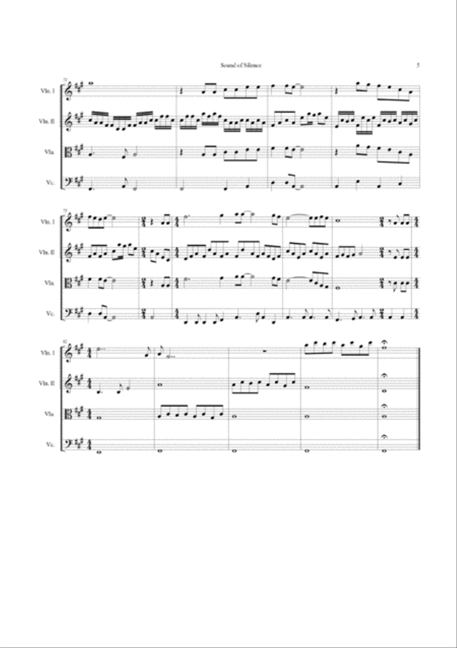 The Sound Of Silence String Quartet scores gallery preview page 5