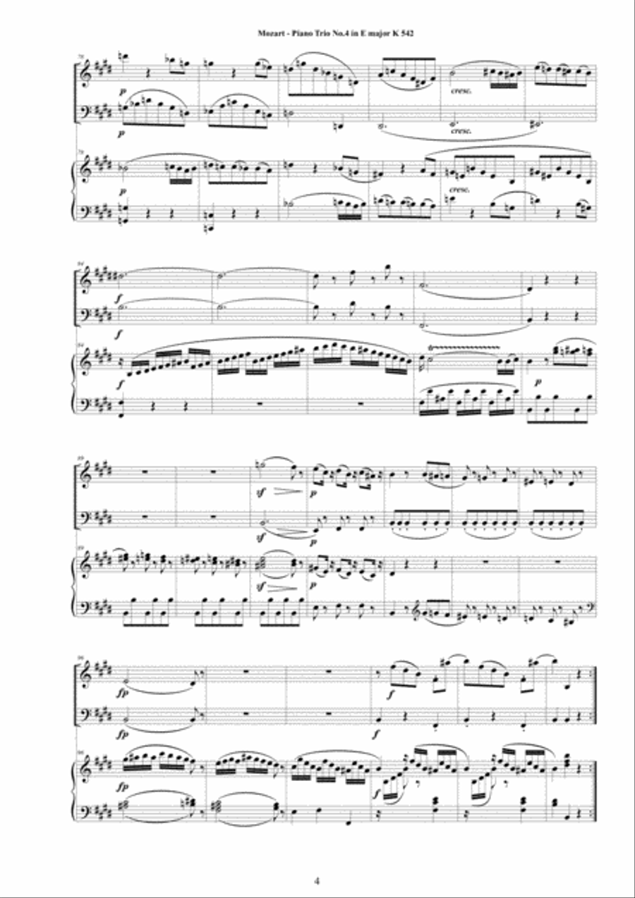 Mozart - Piano Trio No.4 in E major K542 for Violin, Cello and Piano Cello scores gallery preview page 4