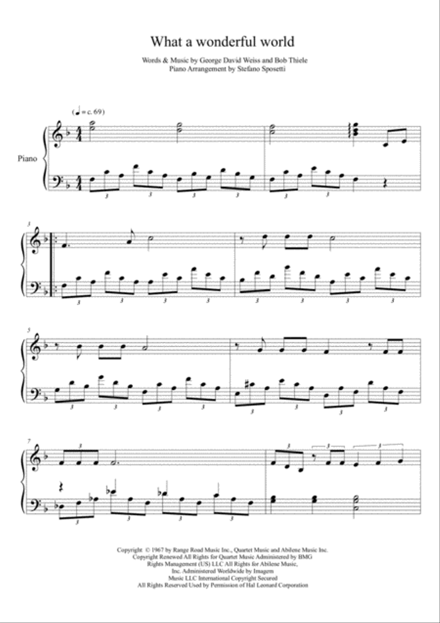 What A Wonderful World What A Wonderful World Piano Solo scores gallery preview page 1