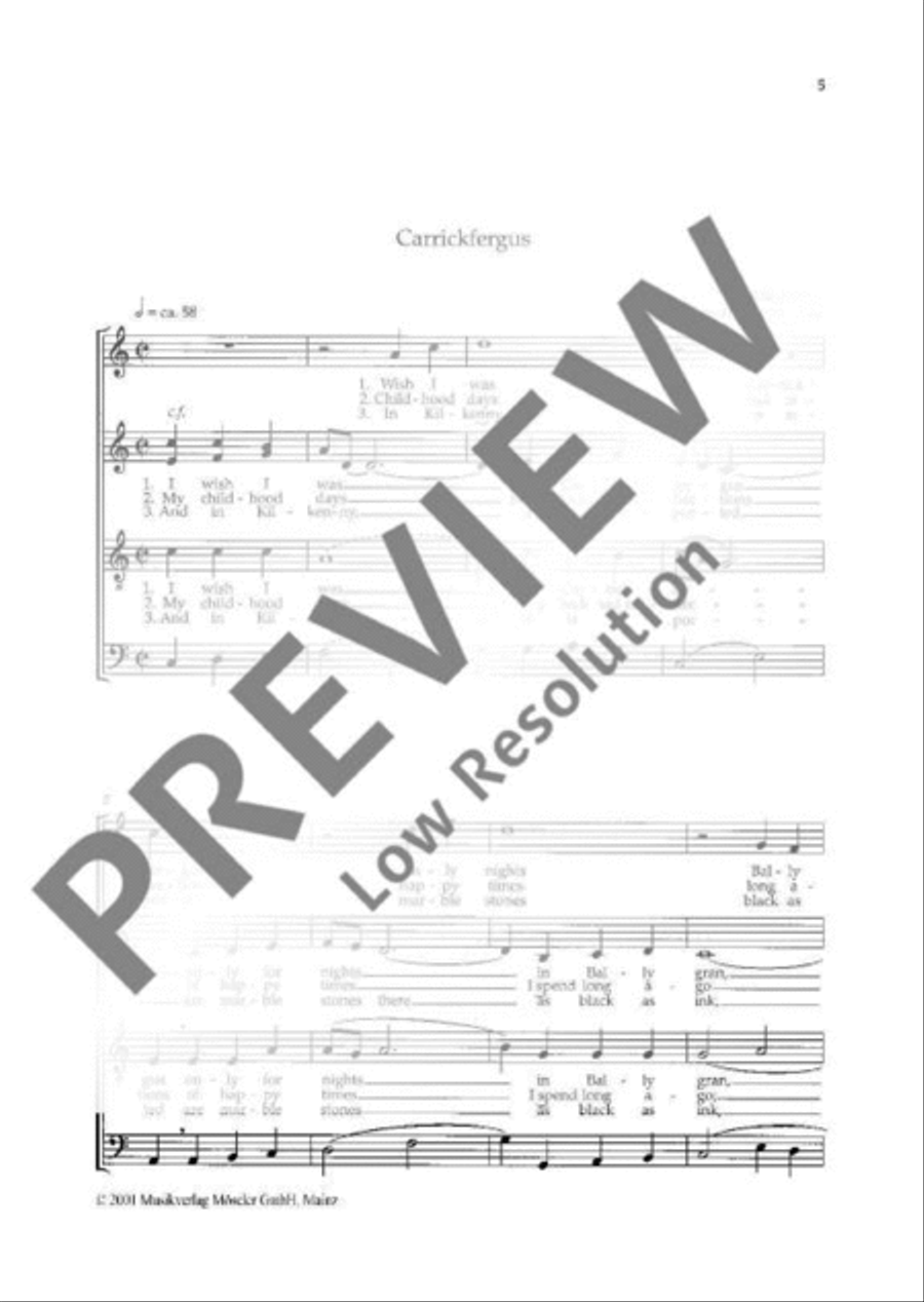 Four Irish folk songs 4-Part scores gallery preview page 6