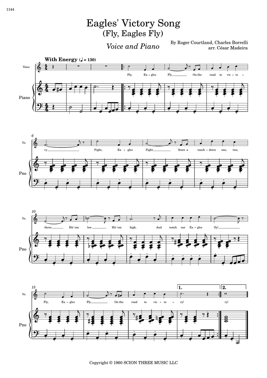 Eagles' Victory Song Eagles' Victory Song Piano, Vocal scores gallery preview page 1