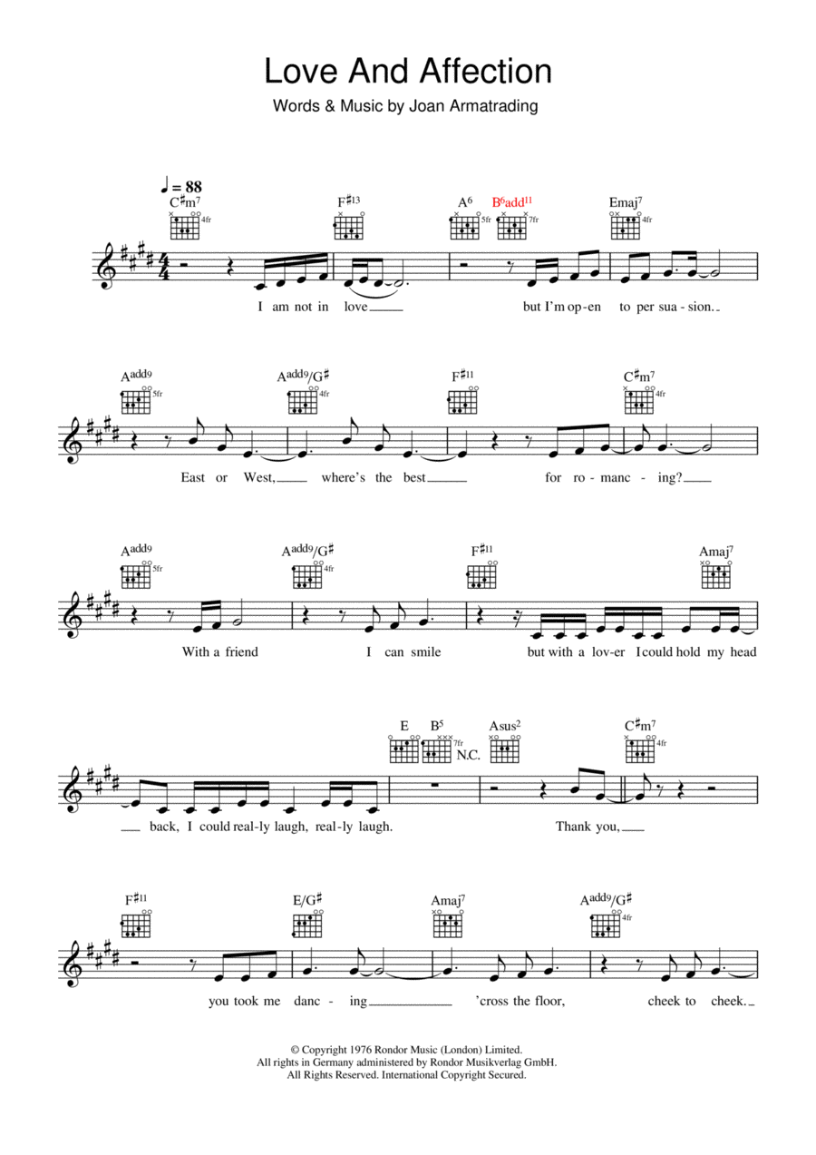 Love And Affection Love And Affection Piano scores gallery preview page 1
