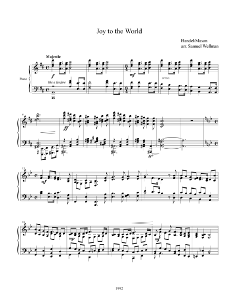 Joy to the World Piano Solo scores gallery preview page 1