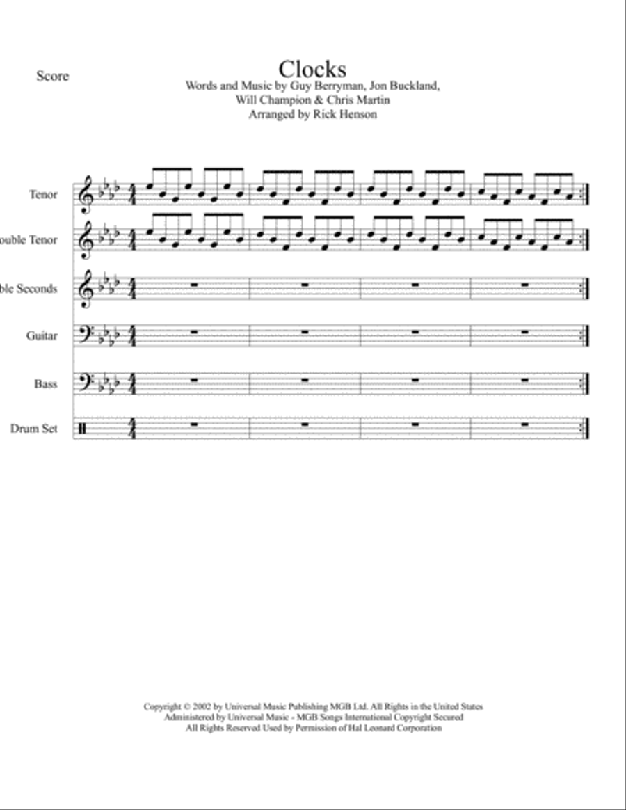 Clocks Clocks Percussion Ensemble scores gallery preview page 1