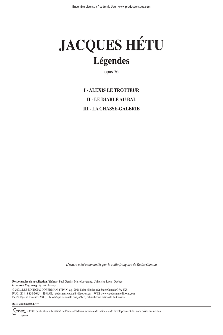 Légendes, opus 76 Orchestra scores gallery preview page 1
