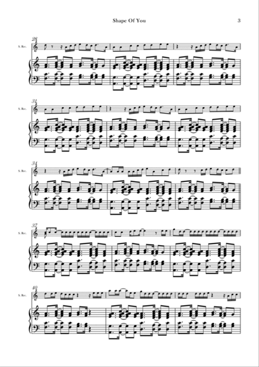 Shape Of You Soprano Recorder scores gallery preview page 3