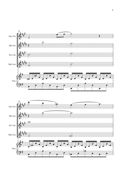 The Swan (C. Saint-Saëns) - Saxophone quartet with Piano - Score and parts image number null