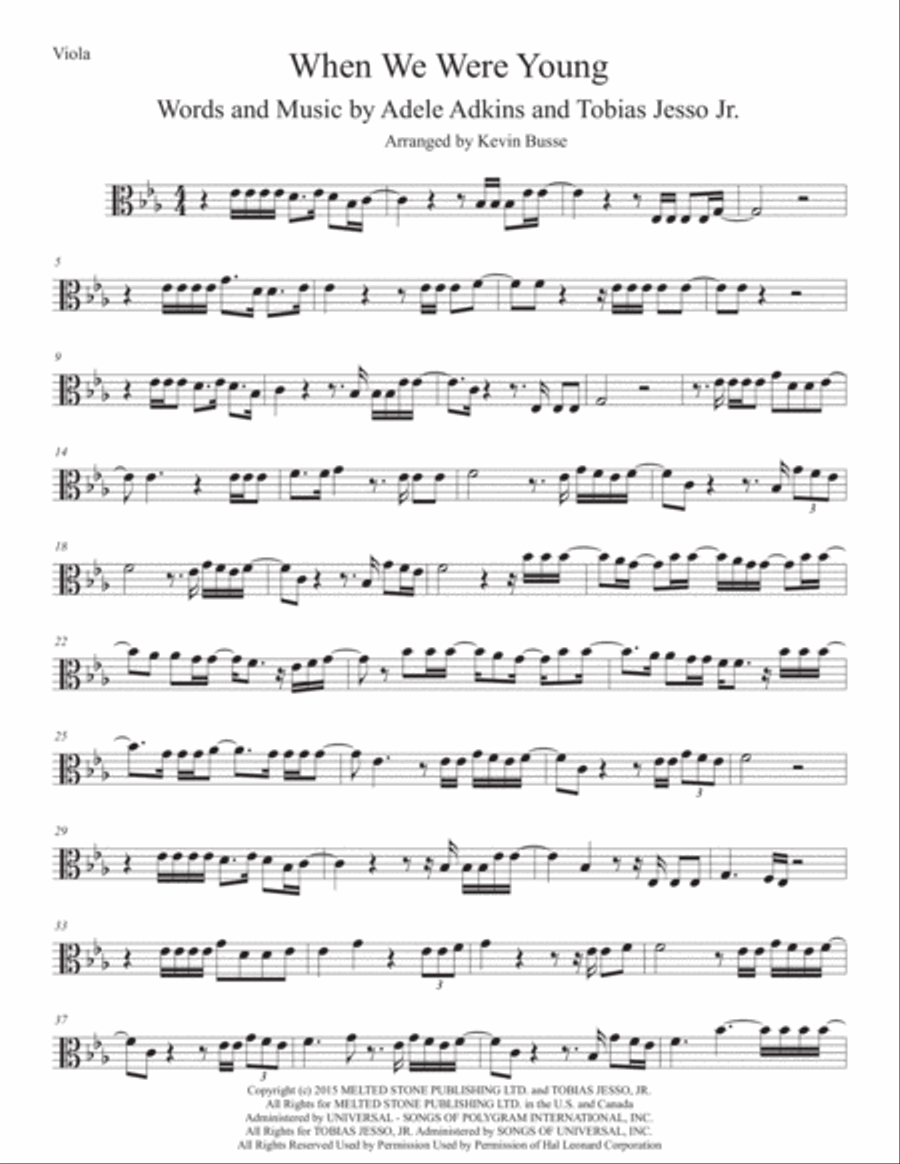 When We Were Young Viola Solo scores gallery preview page 1