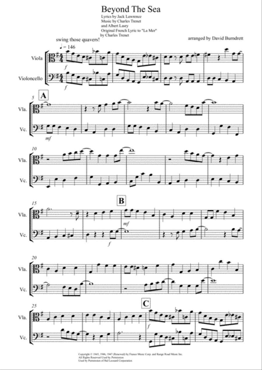 Beyond The Sea Beyond The Sea String Duet scores gallery preview page 1