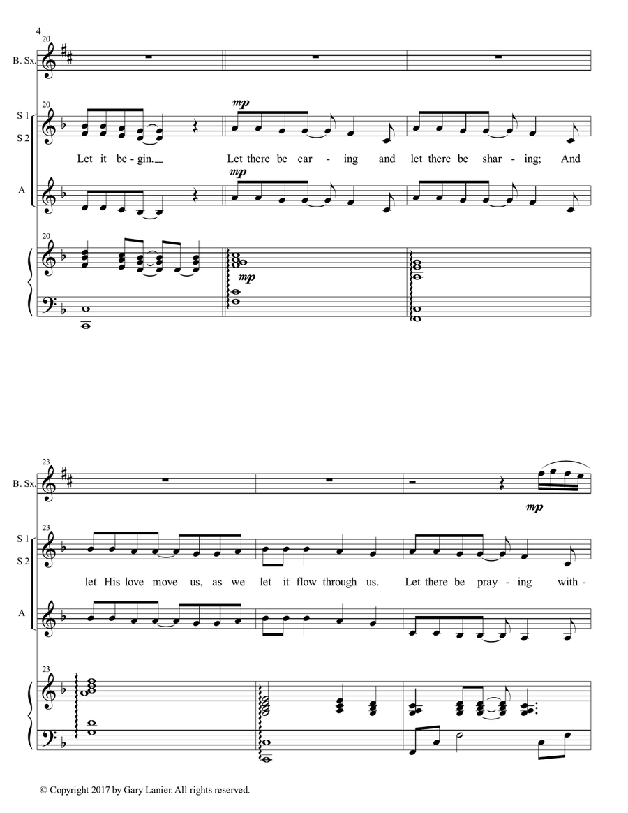 AMERICA, HONOR GOD (Ladies Trio - SSA with Baritone Sax & Piano) SSA scores gallery preview page 5