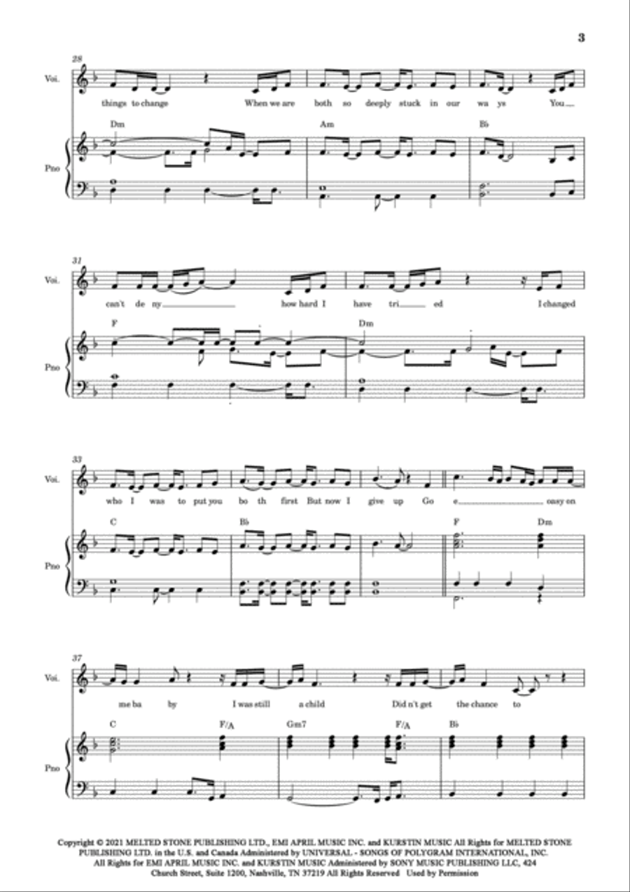 Easy On Me Piano, Vocal, Guitar scores gallery preview page 5