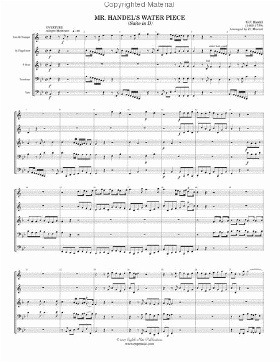 Mr. Handel's Water Piece (B-flat version) Brass Quintet scores gallery preview page 2