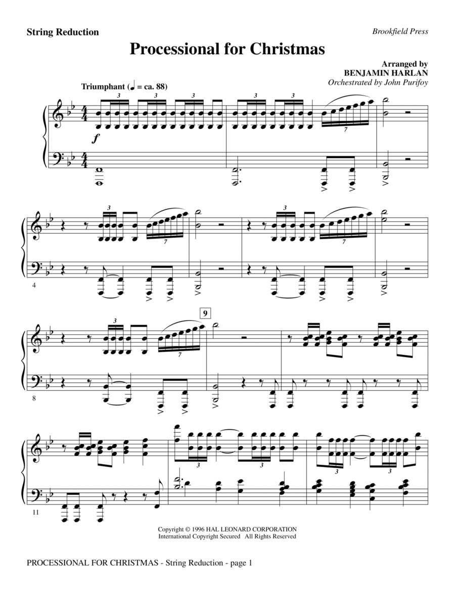 Processional For Christmas - Keyboard String Reduction Choir scores gallery preview page 1