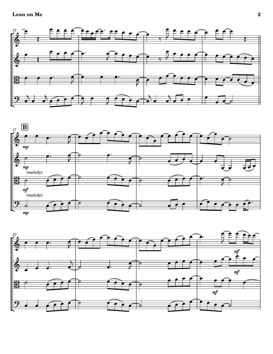 Lean On Me String Quartet scores gallery preview page 2