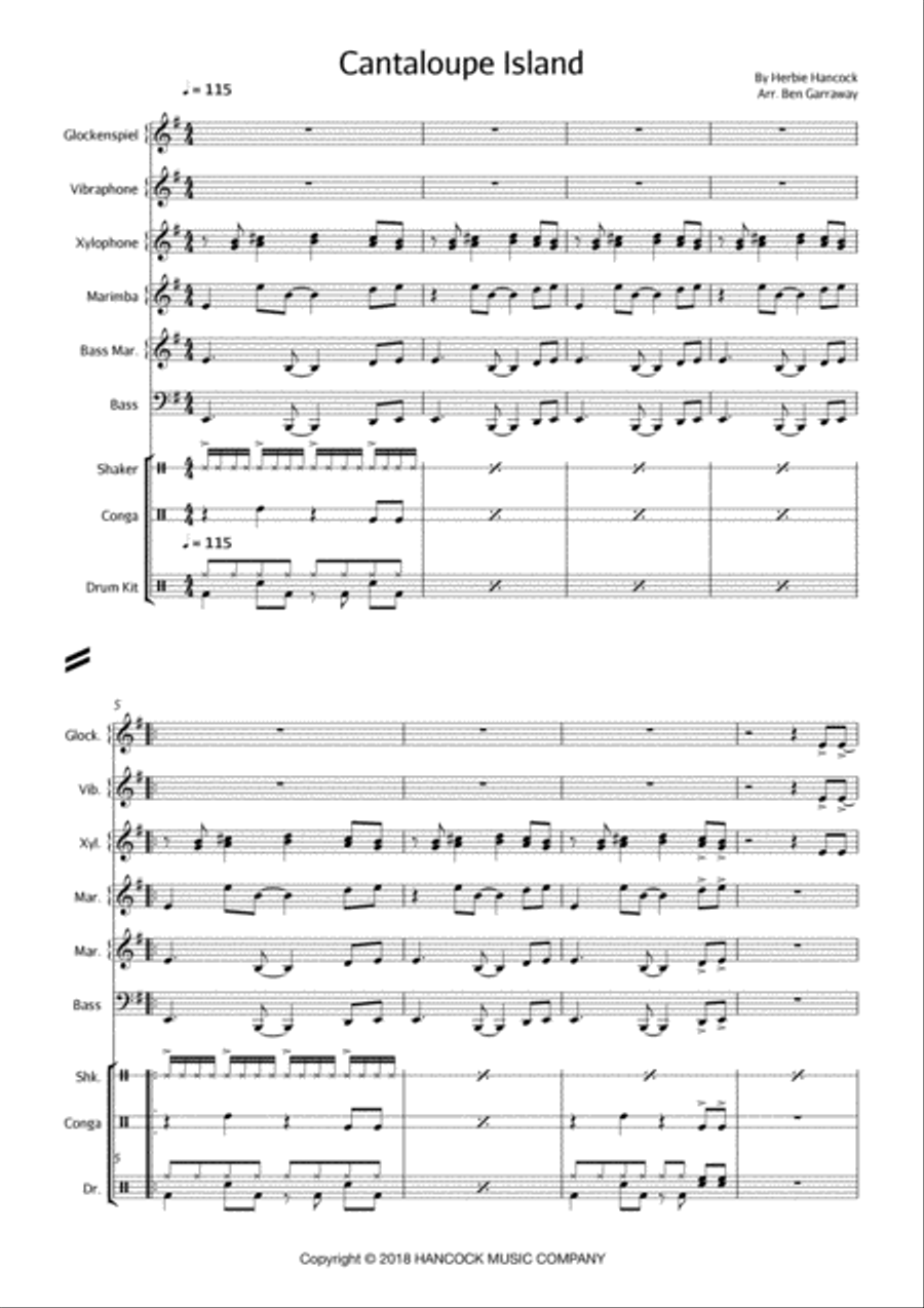 Cantaloupe Island Cantaloupe Island Percussion Ensemble scores gallery preview page 2