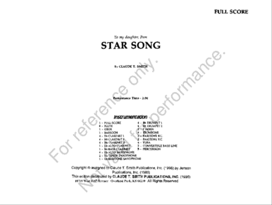 Star Song by Claude T. Smith Concert Band - Sheet Music page 2