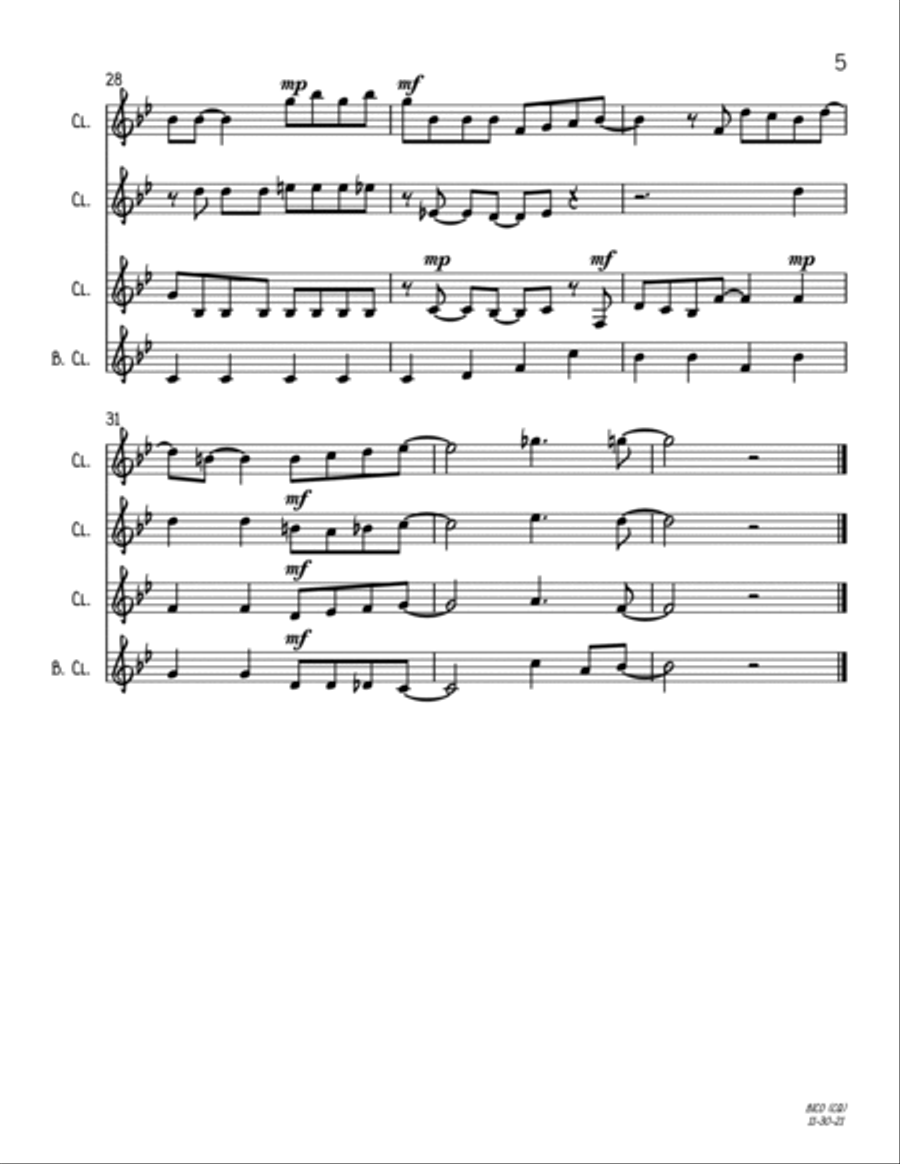 Baby, It's Cold Outside Woodwind Quartet scores gallery preview page 5